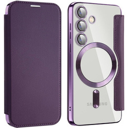 Cu clapetă pentru Samsung Galaxy S24, RFID Wallet MagSafe CamShield, violet