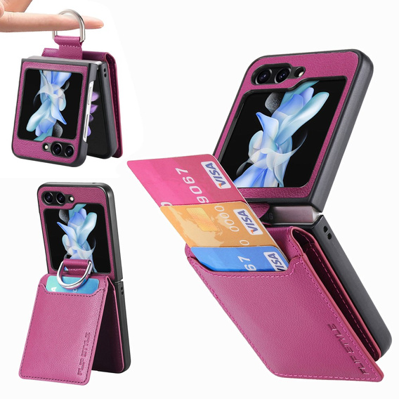 Carcasă pentru Samsung Galaxy Z Flip7 FE / Z Flip6, Card Slot Ring Case, violet