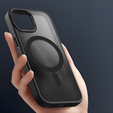Husă pentru iPhone 16 Pro Max, pentru MagSafe, ERBORD Matt Case, transparent / negru + sticlă pentru ecran
