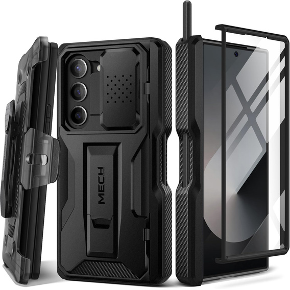 Carcasă pentru Samsung Galaxy Z Fold6 5G, seria Tongate MECH cu suport, negru