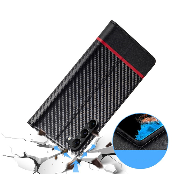 Carcasă cu clapetă pentru Samsung Galaxy S24, Carbon LC.IMEEKE, negru