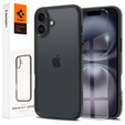 Carcasa Spigen pentru iPhone 16, Ultra Hybrid, transparent / negru + sticlă temperată 9H