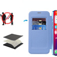 Cu clapetă pentru iPhone 16, RFID Wallet MagSafe CamShield, albastru