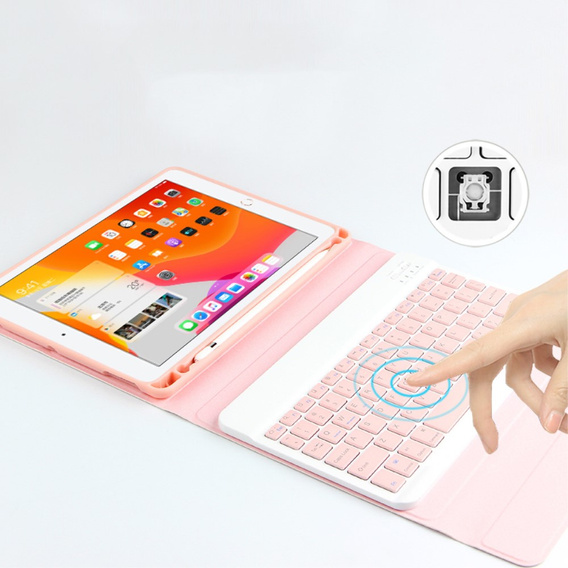 Carcasă + tastatură iPad 10.2 7/8/9 gen 2019/2020/2021, Keyboard Cover Pen Slot, roz rose gold