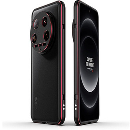 Husa pentru Xiaomi 14 Ultra, Armor Bumper, cu capac pentru obiectiv, negru / roșu