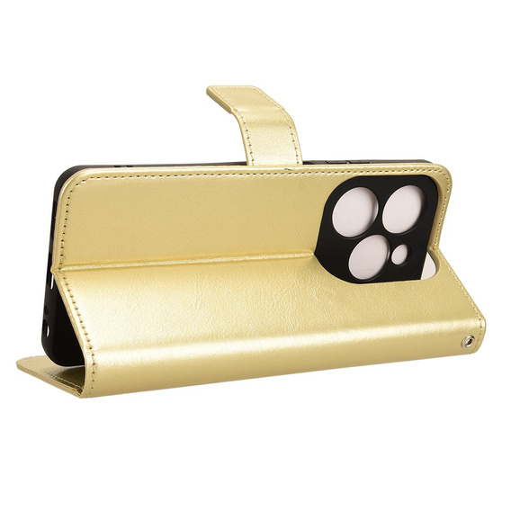 Cu clapetă pentru Infinix Hot 40i, Crazy Horse Wallet, de aur