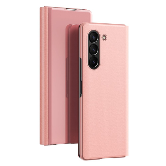 Huse pentru Samsung Galaxy Z Fold 5 5G, Clear View, roz rose gold