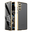 Husa pentru Samsung Galaxy S23, Magnetic Dual Glass, de aur