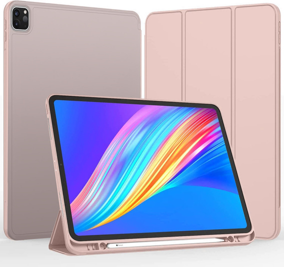 Carcasă pentru iPad Pro 12.9" 2022/2021/2020 (6/5/4 gen.), Smart Pencil, cu suport pentru stylus, roz