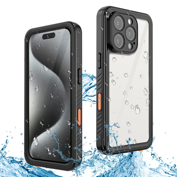 Husă impermeabilă IP68 pentru iPhone 16 Pro, negru