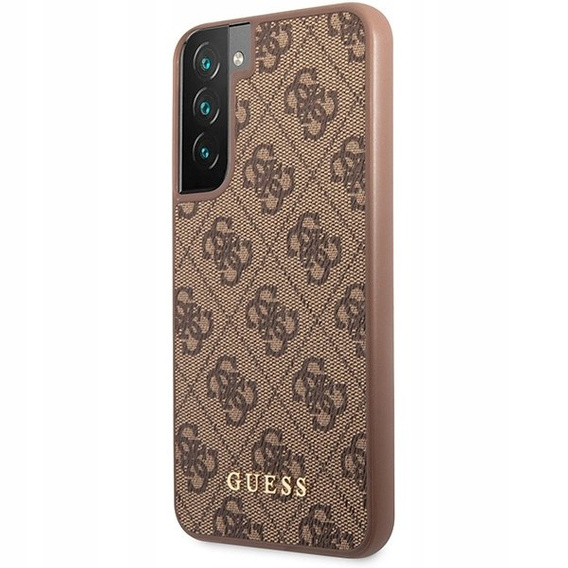 GUESS Huse pentru Samsung Galaxy S23, 4G Metal Gold Logo, maro