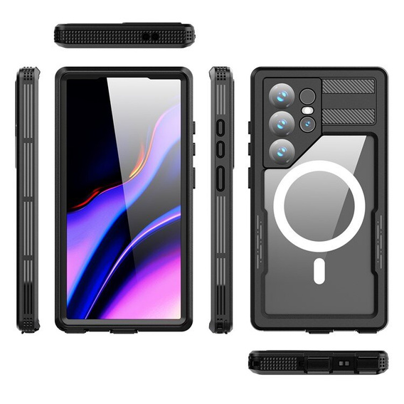 Husă impermeabilă pentru Samsung Galaxy S24 Ultra, Redpepper, pentru MagSafe, negru