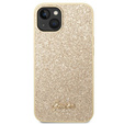 GUESS Huse pentru iPhone 14 Plus, Glitter Script Hardcase, de aur