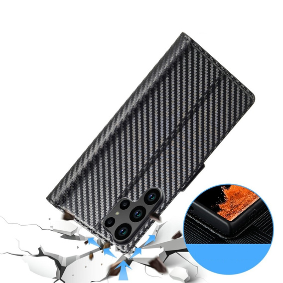 Carcasă cu clapetă pentru Samsung Galaxy S25 Ultra, Carbon LC.IMEEKE, negru