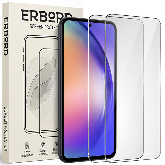 2x sticlă călită pentru Samsung Galaxy A54 5G, ERBORD 9H Hard Glass pe ecran