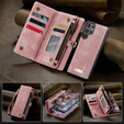 Husă CASEME pentru Samsung Galaxy S25 Ultra, Retro Leather Wallet, cu curea de umăr, roșu