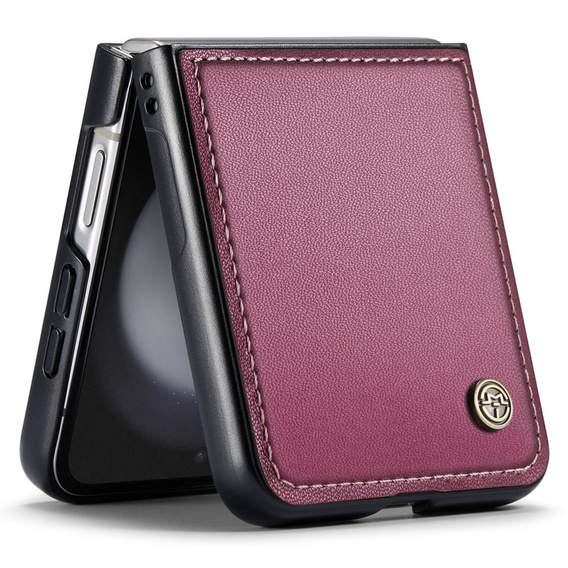 Husă pentru Samsung Galaxy Z Flip7 FE / Z Flip6, CASEME Litchi Leather, roșu