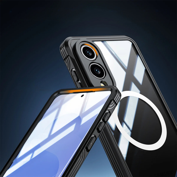 Husă pentru Samsung Galaxy S25 Edge, Shockproof, cu sticlă, pentru MagSafe, negru