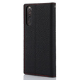Cu clapetă pentru Sony Xperia 10 V, Litchi Skin Grain, negru