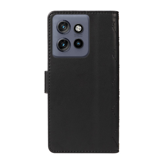 Husă cu clapetă pentru Motorola Edge 50 Neo / Motorola ThinkPhone 25, Rhombus Crossbody Leather, negru