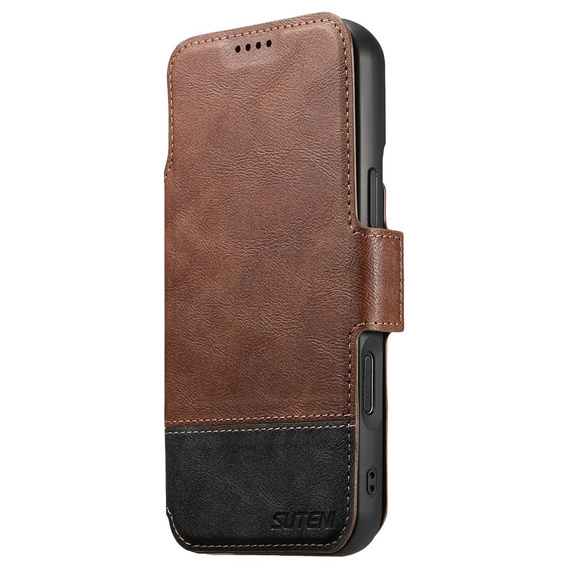 Husă flip 2 în 1 pentru iPhone 17 Pro Max, SUTENI, pentru MagSafe, maro