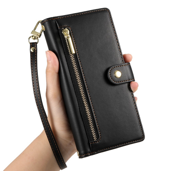 Cu clapetă pentru Xiaomi 14T Pro, Wallet Zipper Pocket, negru