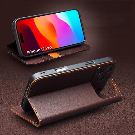 QIALINO piele portofel flip caz pentru iPhone 17 Pro - maro