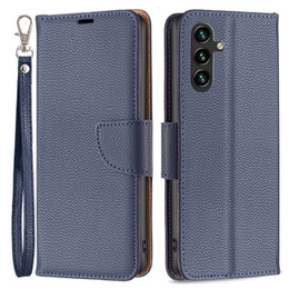 Cu clapetă pentru Samsung Galaxy A55 5G, Wallet Litchi Leather, albastru închis