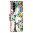 Cu clapetă pentru Samsung Galaxy A05s, Wallet, Tree of life, alb
