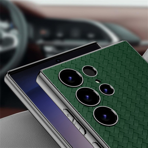 Huse pentru Samsung Galaxy S23 Ultra, GKK Woven Leather, verde