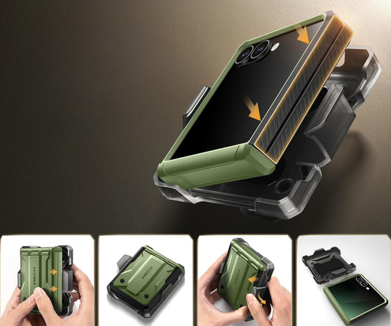 Husă Tongate MECH cu MagSafe pentru Samsung Galaxy Z Flip7 FE / Z Flip6, verde