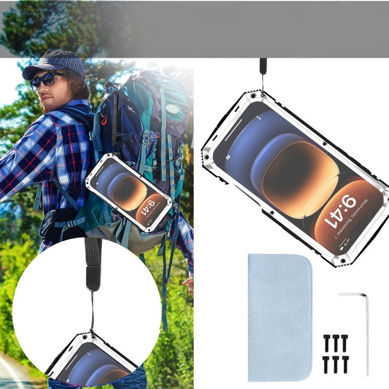 Husă blindată pentru iPhone 16 Pro, R-JUST, de argint
