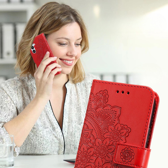 Cu clapetă pentru Samsung Galaxy A54 5G, Mandala Flower, roșu