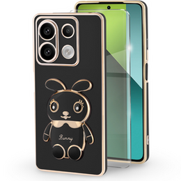 Carcasă pentru Xiaomi Redmi Note 13 Pro 5G, Rabbit, negru + sticlă călită 9H