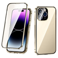 Husa pentru iPhone 16 Pro, Magnetic Dual Glass, de aur