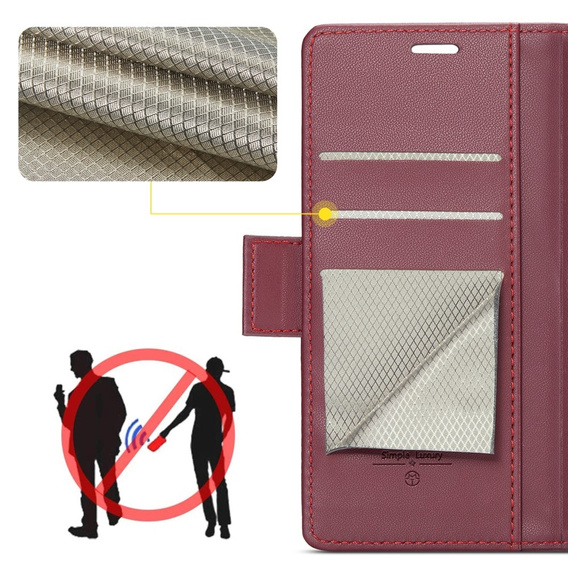 Husa cu clapetă CASEME pentru Samsung Galaxy Z Fold6 5G, Litchi Wallet, roșu