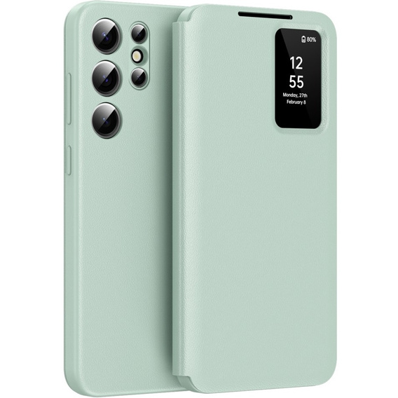 Husă cu clapetă pentru Samsung Galaxy S25+ Plus, Smart View Wallet, verde