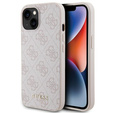 GUESS Huse pentru iPhone 15, 4G Metal Gold Logo, roz