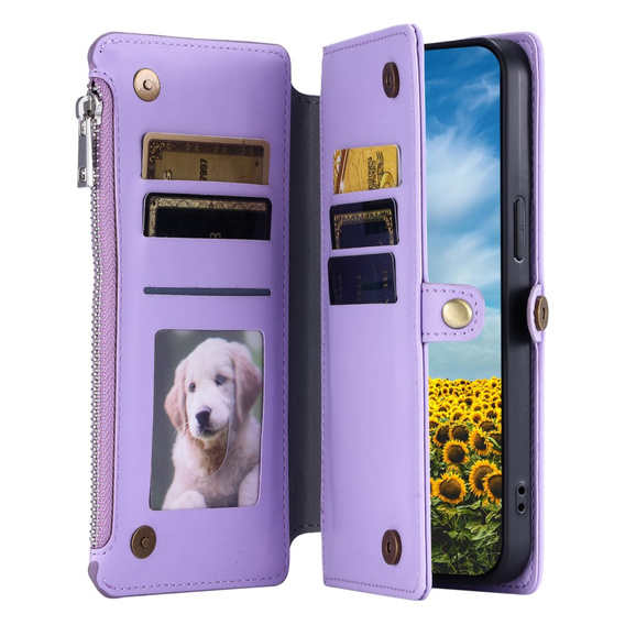 Cu clapetă pentru Xiaomi Redmi 14C / Xiaomi Poco C75, Wallet Zipper Pocket, violet