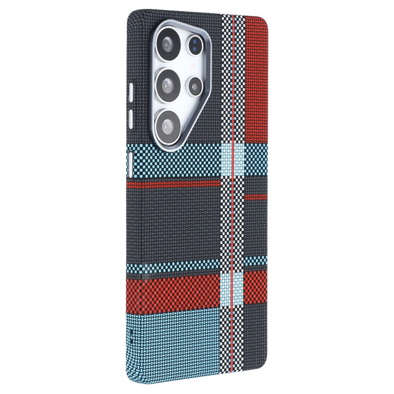 Carcasa pentru Samsung Galaxy S25 Ultra, Carbon Fiber MagSafe, albastru / roșu
