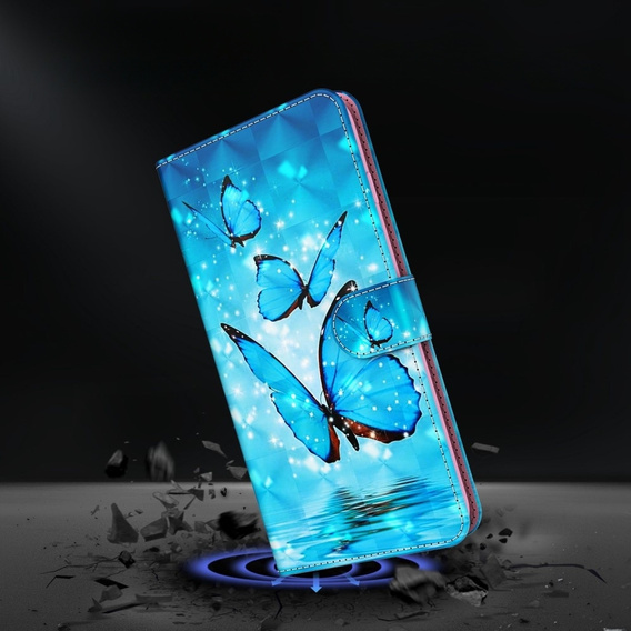 Cu clapetă pentru Samsung Galaxy A14 4G/5G, Wallet Butterfly, albastru