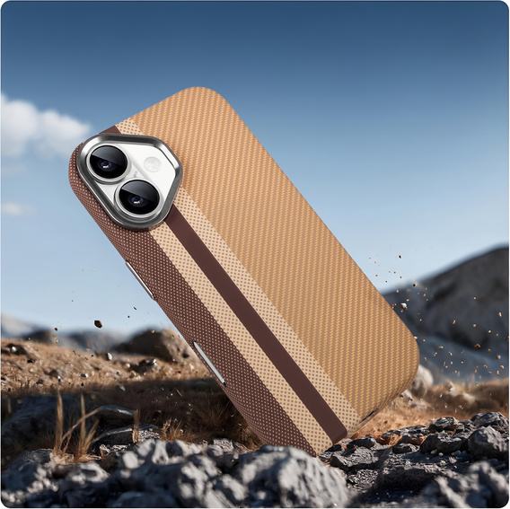 Carcasa pentru iPhone 16, Carbon Fiber MagSafe, galben