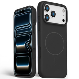 Manșon din silicon pentru iPhone 17 Pro, pentru MagSafe, antișoc, negru