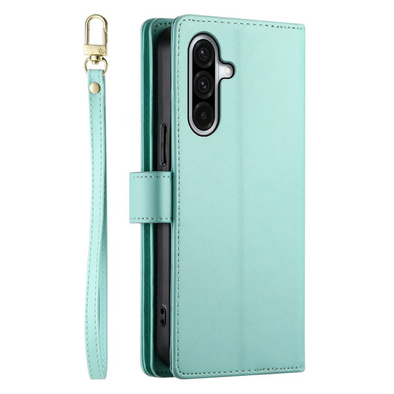 Cu clapetă pentru Samsung Galaxy A56 5G, Wallet Zipper Pocket, verde