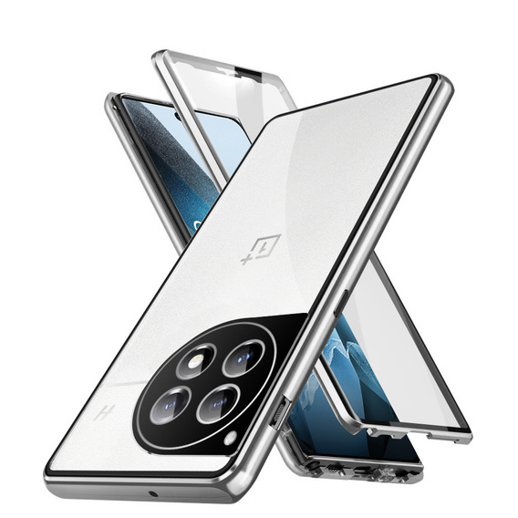 Husa pentru OnePlus 13, Magnetic Dual Glass, de argint