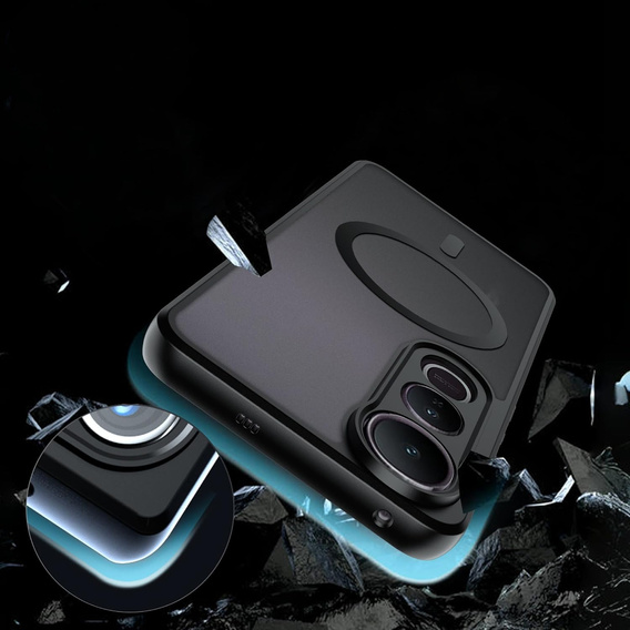 Husă pentru Vivo V50 Lite 4G / 5G, pentru MagSafe, ERBORD Matt Case, negru
