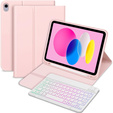 Husă cu tastatură bluetooth iluminată pentru iPad 10.9 2022 (10 gen.), roz