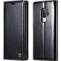 Carcasă flip CASEME pentru Samsung Galaxy S9+ Plus, Waxy Textured, negru