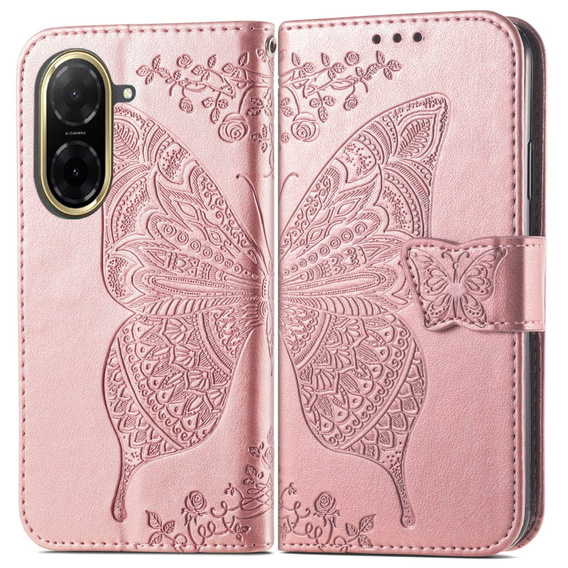 Cu clapetă pentru Xiaomi Redmi A5, Butterfly, roz rose gold