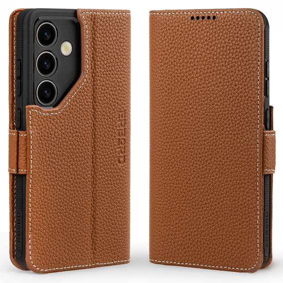 Husă din piele pentru Samsung Galaxy S24, ERBORD LeatherWallet, maro